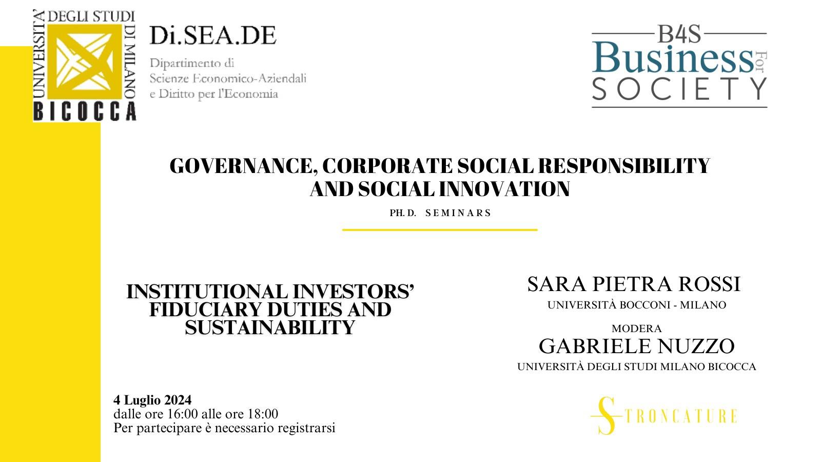Institutional investors' fiduciary duties and sustainability