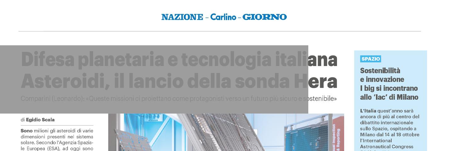 Planetary defence and Italian technology. Asteroids, the launch of ...